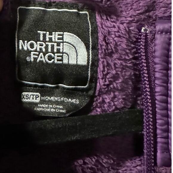 The North Face jacket XS Womens Hooded Purple Fuzzy Full Zip soft logo - Picture 4 of 7